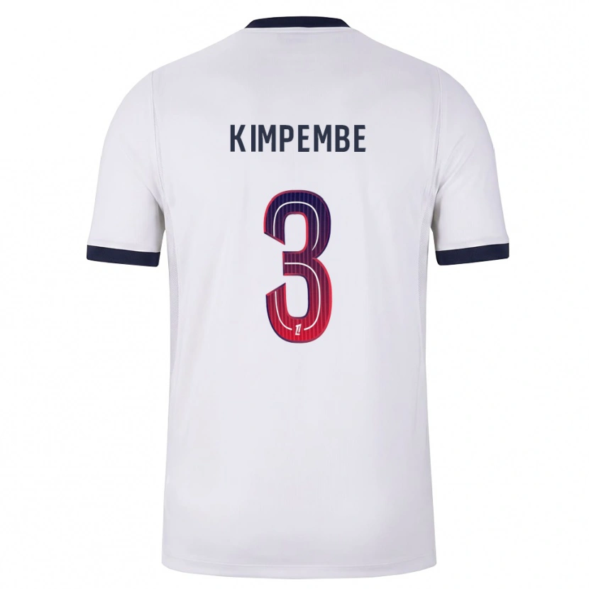 Danxen Bambino Maglia Presnel Kimpembe #3 Bianco Nero Rosso Kit Gara Away 2026/27 Maglietta