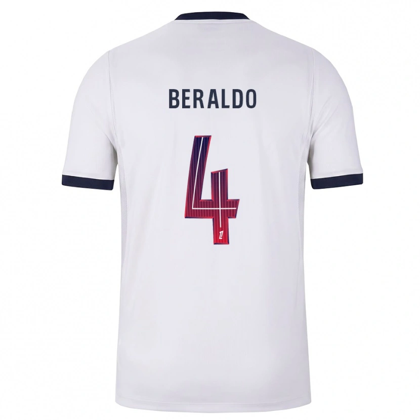 Danxen Bambino Maglia Lucas Beraldo #4 Bianco Nero Rosso Kit Gara Away 2026/27 Maglietta