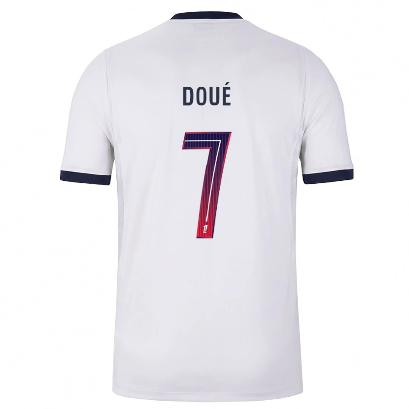 Danxen Bambino Maglia Gueladan Doué #7 Bianco Nero Rosso Kit Gara Away 2026/27 Maglietta
