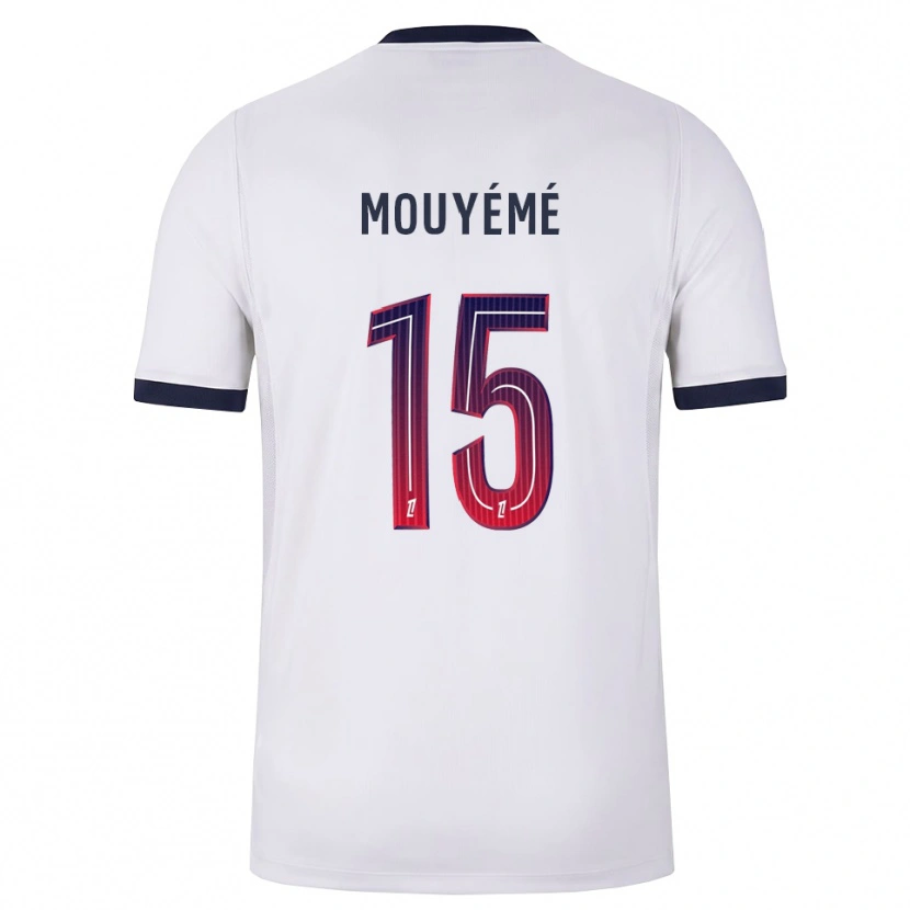 Danxen Bambino Maglia Théo Mouyémé #15 Bianco Nero Rosso Kit Gara Away 2026/27 Maglietta