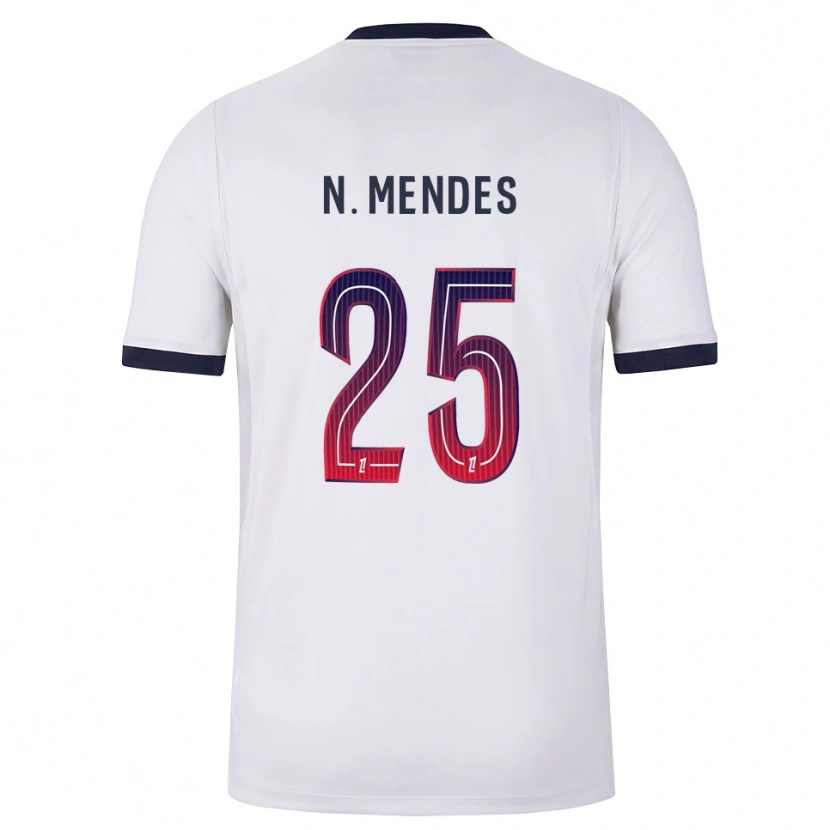 Danxen Bambino Maglia Nuno Mendes #25 Bianco Nero Rosso Kit Gara Away 2026/27 Maglietta