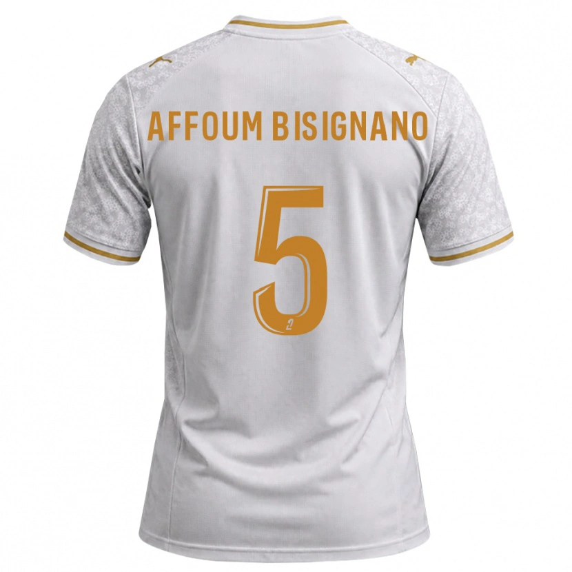 Danxen Bambino Maglia Layan Affoum Bisignano #5 Bianco Grigio Goldenrod Kit Gara Away 2026/27 Maglietta