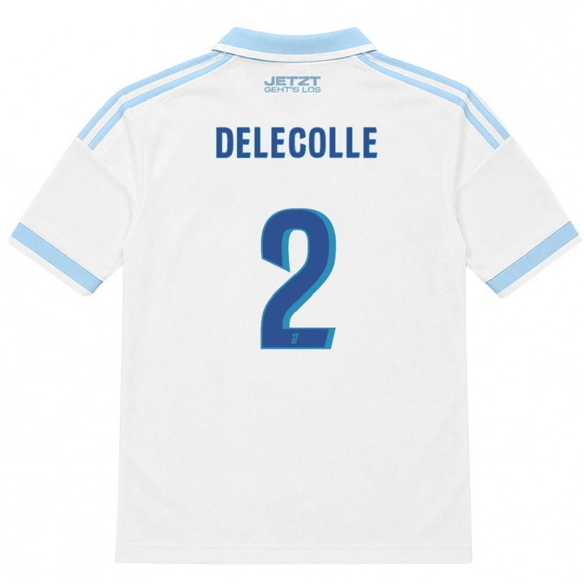 Danxen Bambino Maglia Timéo Delecolle #2 Azzurro Chiaro Bianco Rosso Kit Gara Away 2026/27 Maglietta