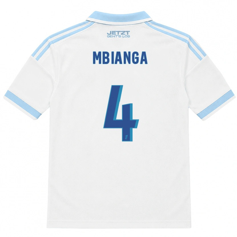 Danxen Bambino Maglia Yvan Mbianga #4 Azzurro Chiaro Bianco Rosso Kit Gara Away 2026/27 Maglietta