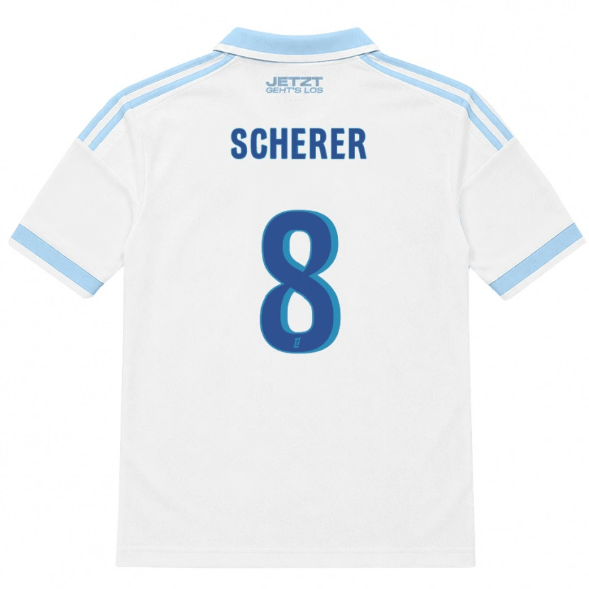 Danxen Bambino Maglia Louis Scherer #8 Azzurro Chiaro Bianco Rosso Kit Gara Away 2026/27 Maglietta