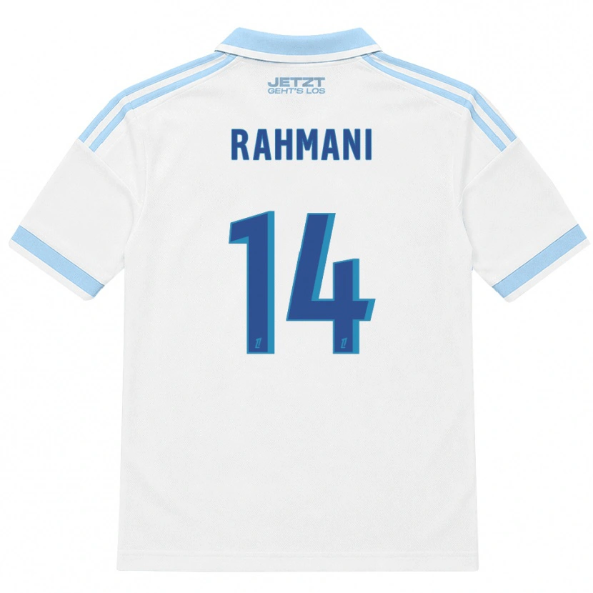 Danxen Bambino Maglia Nessim Rahmani #14 Azzurro Chiaro Bianco Rosso Kit Gara Away 2026/27 Maglietta