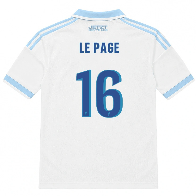 Danxen Bambino Maglia Manon Le Page #16 Azzurro Chiaro Bianco Rosso Kit Gara Away 2026/27 Maglietta