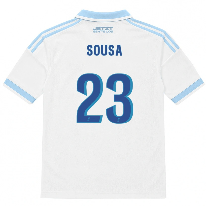 Danxen Bambino Maglia Diogo Sousa #23 Azzurro Chiaro Bianco Rosso Kit Gara Away 2026/27 Maglietta