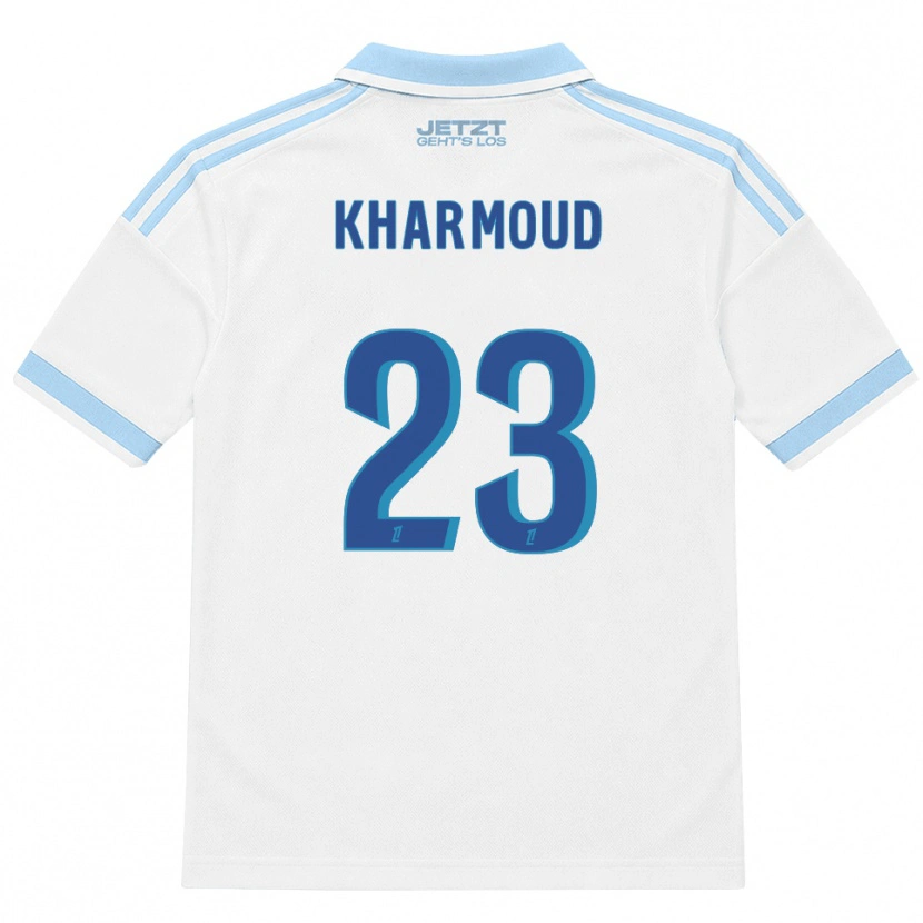 Danxen Bambino Maglia Rayan Kharmoud #23 Azzurro Chiaro Bianco Rosso Kit Gara Away 2026/27 Maglietta