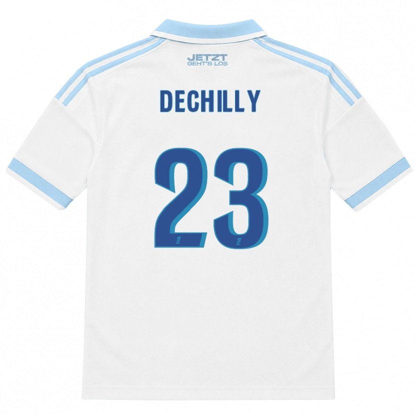 Danxen Bambino Maglia Pauline Dechilly #23 Azzurro Chiaro Bianco Rosso Kit Gara Away 2026/27 Maglietta