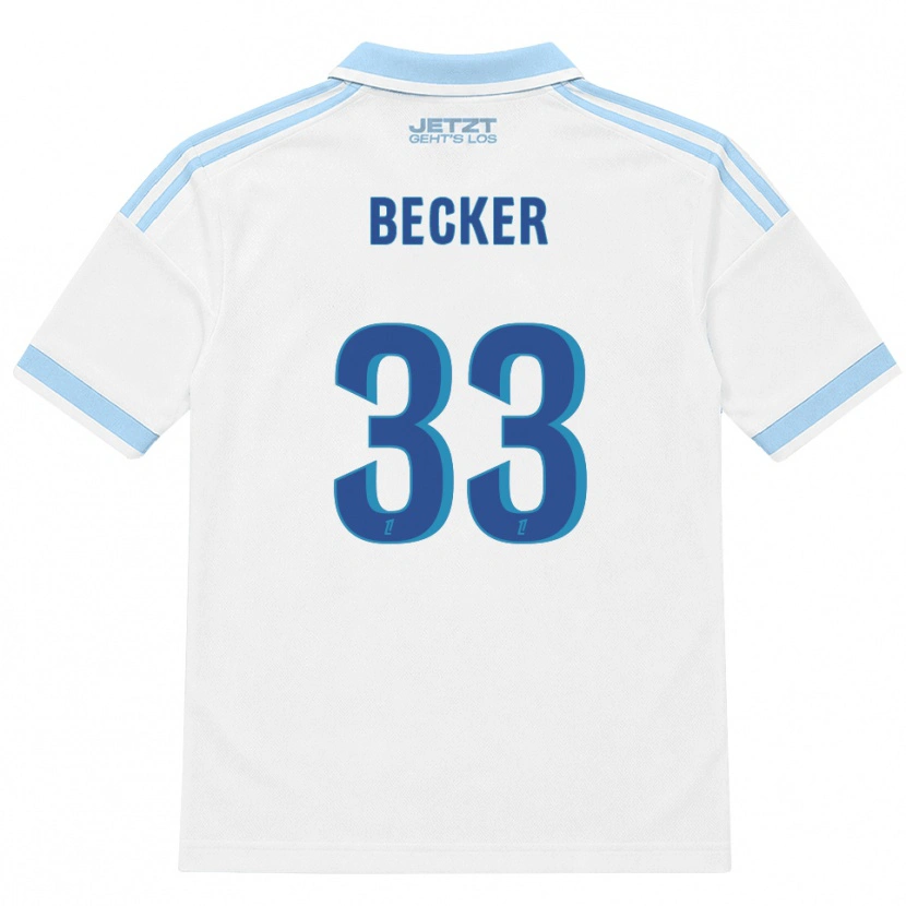 Danxen Bambino Maglia Yoann Becker #33 Azzurro Chiaro Bianco Rosso Kit Gara Away 2026/27 Maglietta
