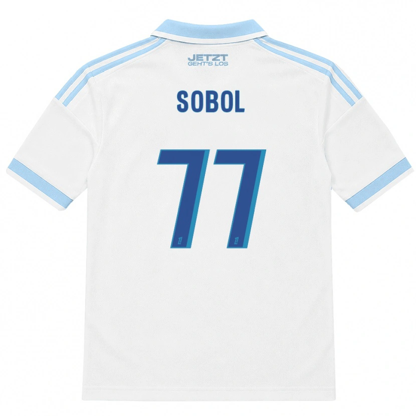 Danxen Bambino Maglia Eduard Sobol #77 Azzurro Chiaro Bianco Rosso Kit Gara Away 2026/27 Maglietta