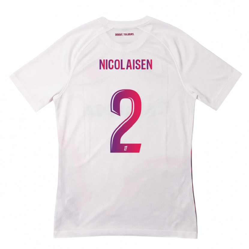 Danxen Bambino Maglia Rasmus Nicolaisen #2 Bianco Rosa Viola Kit Gara Away 2026/27 Maglietta