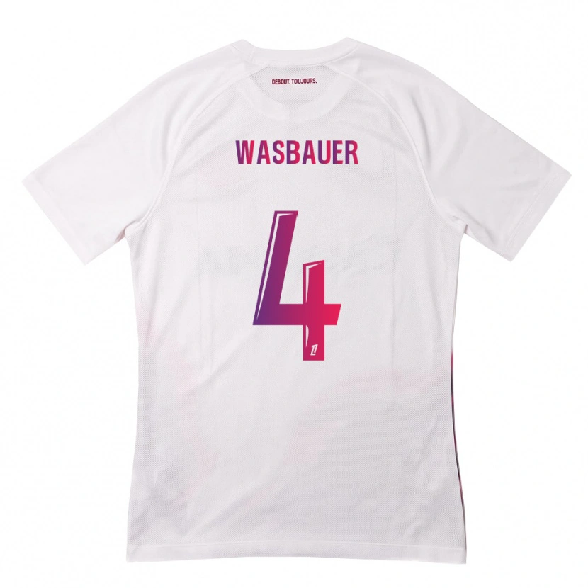 Danxen Bambino Maglia Nicolas Wasbauer #4 Bianco Rosa Viola Kit Gara Away 2026/27 Maglietta
