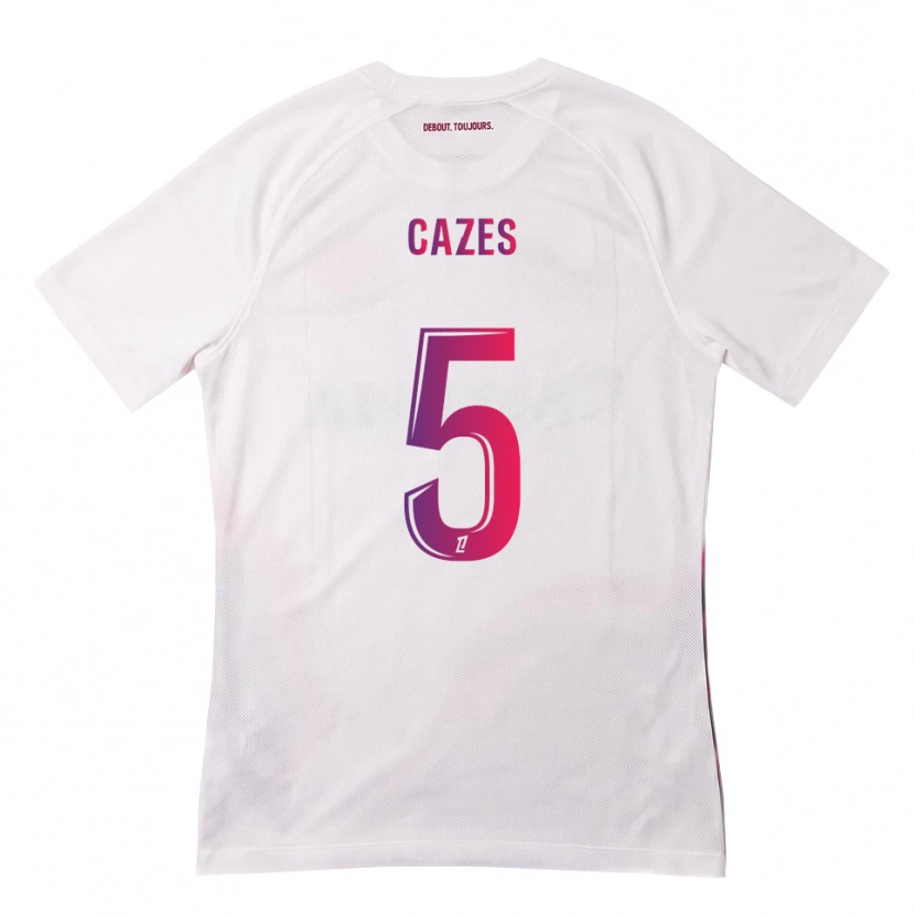 Danxen Bambino Maglia Manon Cazes #5 Bianco Rosa Viola Kit Gara Away 2026/27 Maglietta