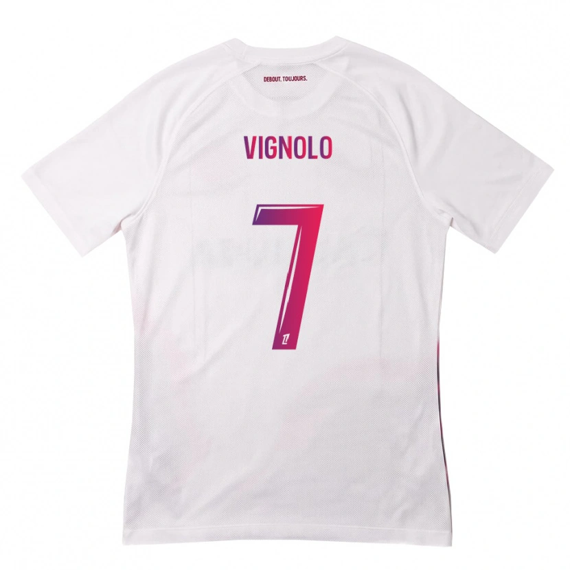 Danxen Bambino Maglia Julián Vignolo #7 Bianco Rosa Viola Kit Gara Away 2026/27 Maglietta