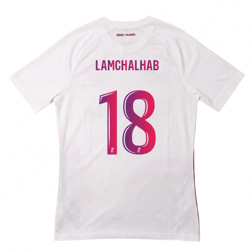 Danxen Bambino Maglia Merwan Lamchalhab #18 Bianco Rosa Viola Kit Gara Away 2026/27 Maglietta