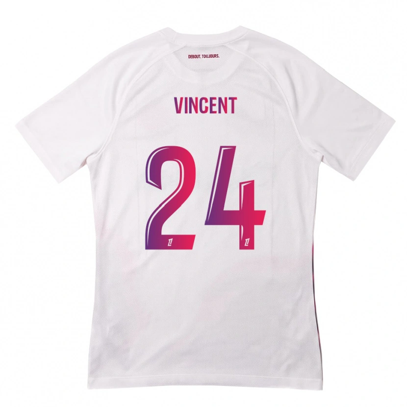 Danxen Bambino Maglia Magalie Vincent #24 Bianco Rosa Viola Kit Gara Away 2026/27 Maglietta