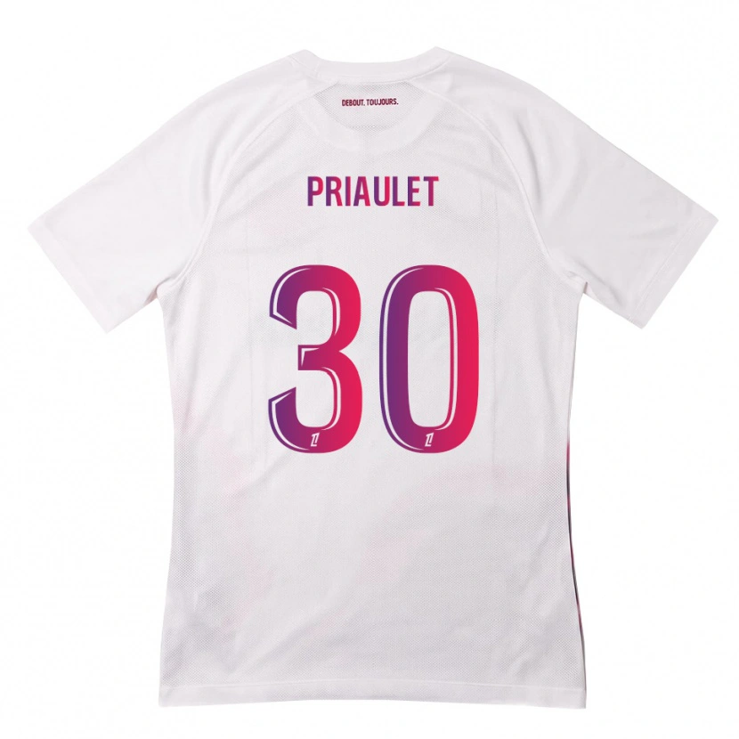 Danxen Bambino Maglia Anaïs Priaulet #30 Bianco Rosa Viola Kit Gara Away 2026/27 Maglietta