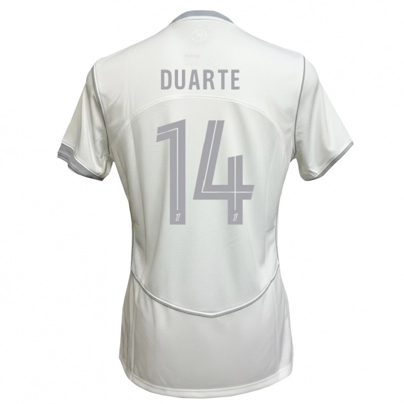 Danxen Bambino Maglia Luis Duarte #14 Bianco Grigio Kit Gara Away 2026/27 Maglietta
