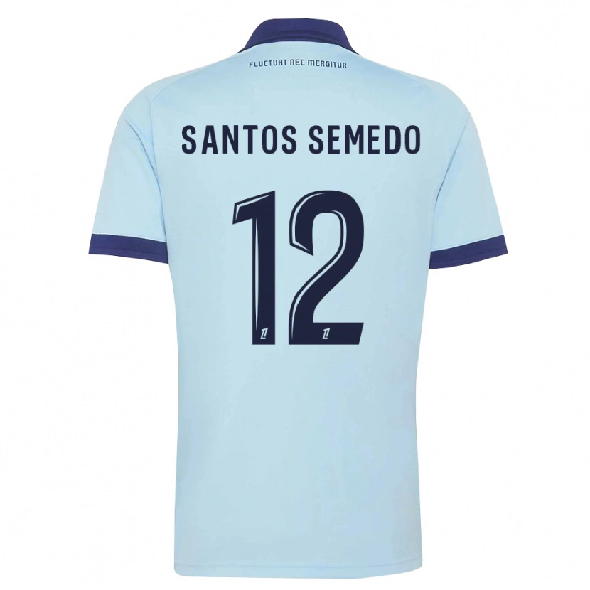Danxen Bambino Maglia Ilyes Dos Santos Semedo #12 Blu Fiordaliso Nero Kit Gara Away 2026/27 Maglietta