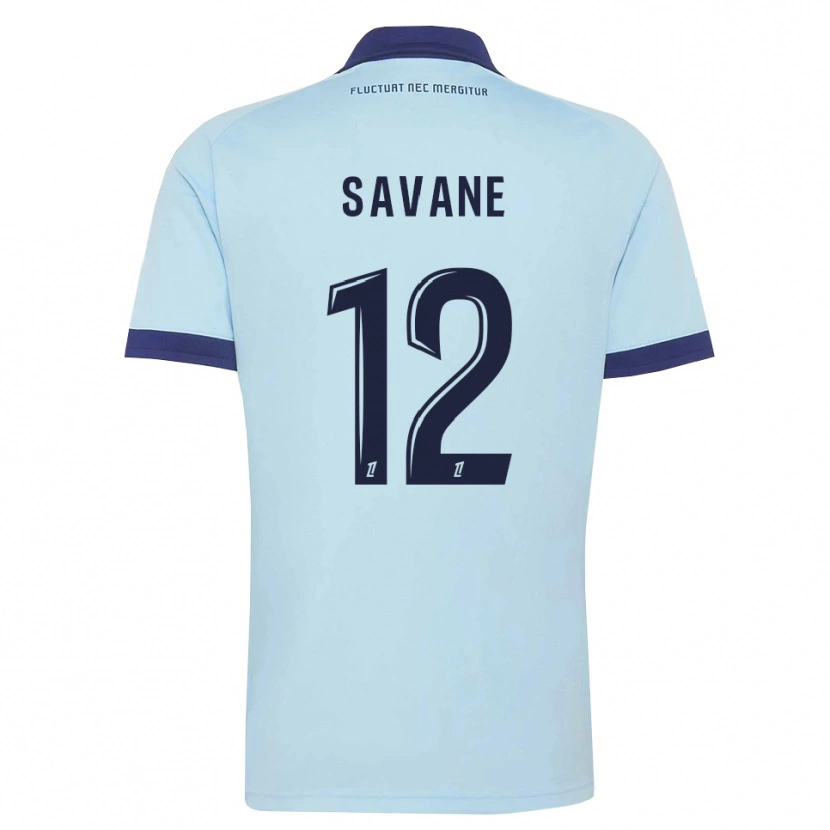 Danxen Bambino Maglia Mohamed Savane #12 Blu Fiordaliso Nero Kit Gara Away 2026/27 Maglietta