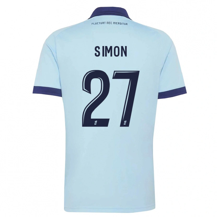 Danxen Bambino Maglia Moses Simon #27 Blu Fiordaliso Nero Kit Gara Away 2026/27 Maglietta