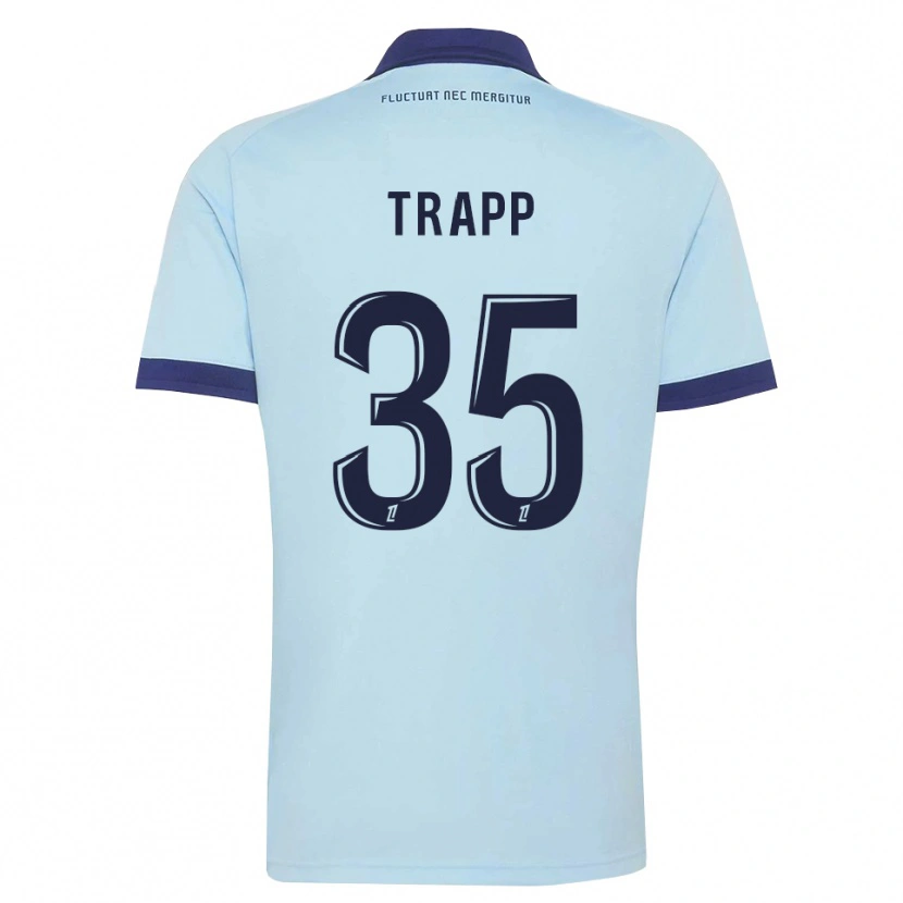 Danxen Bambino Maglia Kevin Trapp #35 Blu Fiordaliso Nero Kit Gara Away 2026/27 Maglietta