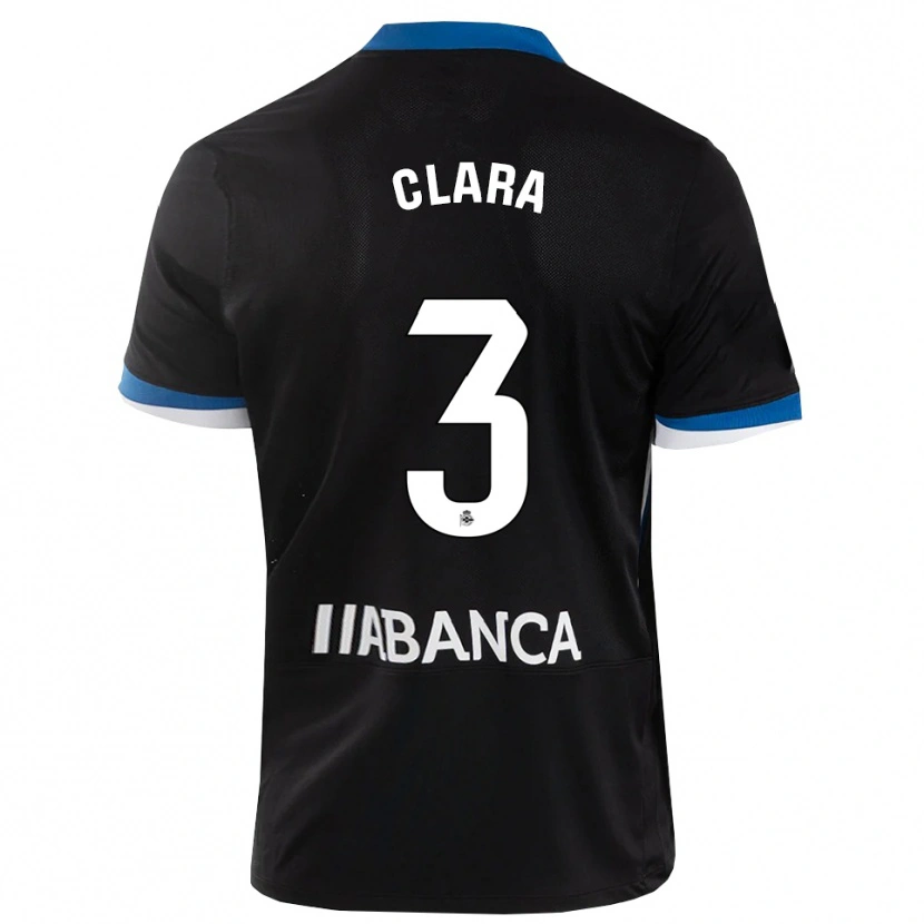 Danxen Bambino Maglia Clara Rodríguez #3 Nero Blu Bianco Kit Gara Away 2026/27 Maglietta