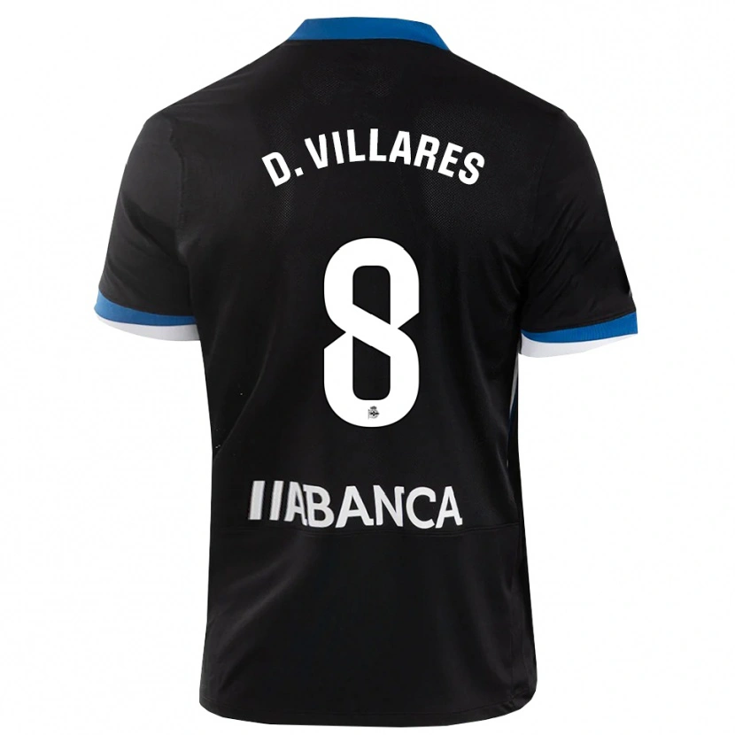 Danxen Bambino Maglia Diego Villares #8 Nero Blu Bianco Kit Gara Away 2026/27 Maglietta