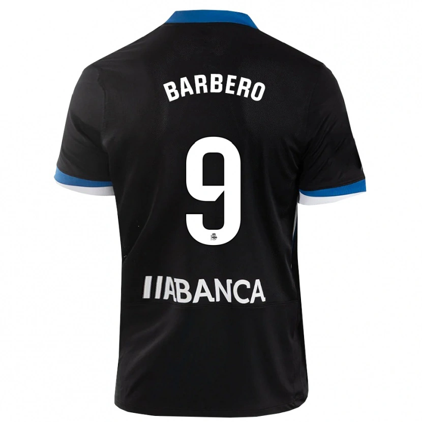 Danxen Bambino Maglia Iván Barbero #9 Nero Blu Bianco Kit Gara Away 2026/27 Maglietta
