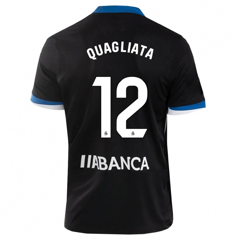 Danxen Bambino Maglia Giacomo Quagliata #12 Nero Blu Bianco Kit Gara Away 2026/27 Maglietta