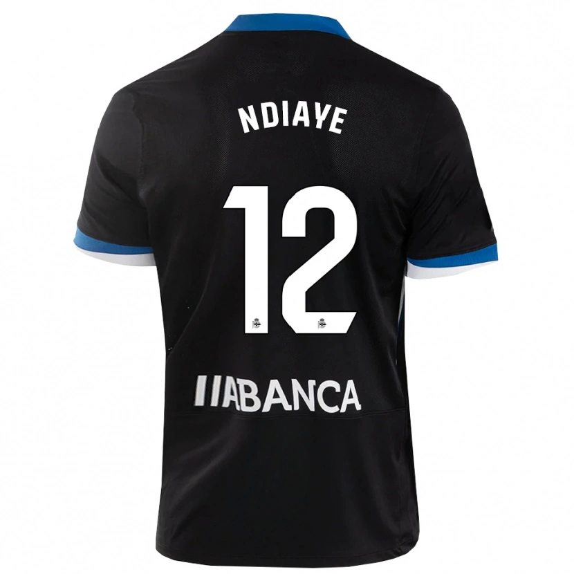 Danxen Bambino Maglia Malick Ndiaye #12 Nero Blu Bianco Kit Gara Away 2026/27 Maglietta