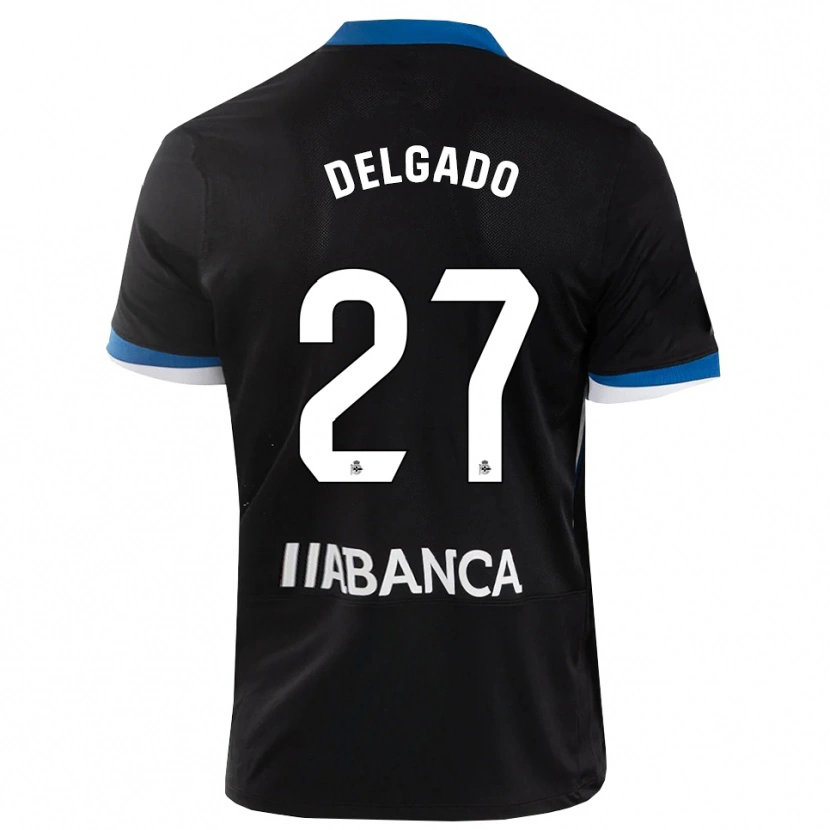 Danxen Bambino Maglia Álex Delgado #27 Nero Blu Bianco Kit Gara Away 2026/27 Maglietta