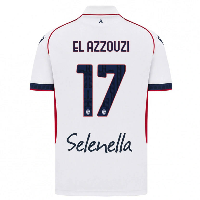 Danxen Bambino Maglia Oussama El Azzouzi #17 Bianco Rosso Blu Reale Kit Gara Away 2026/27 Maglietta
