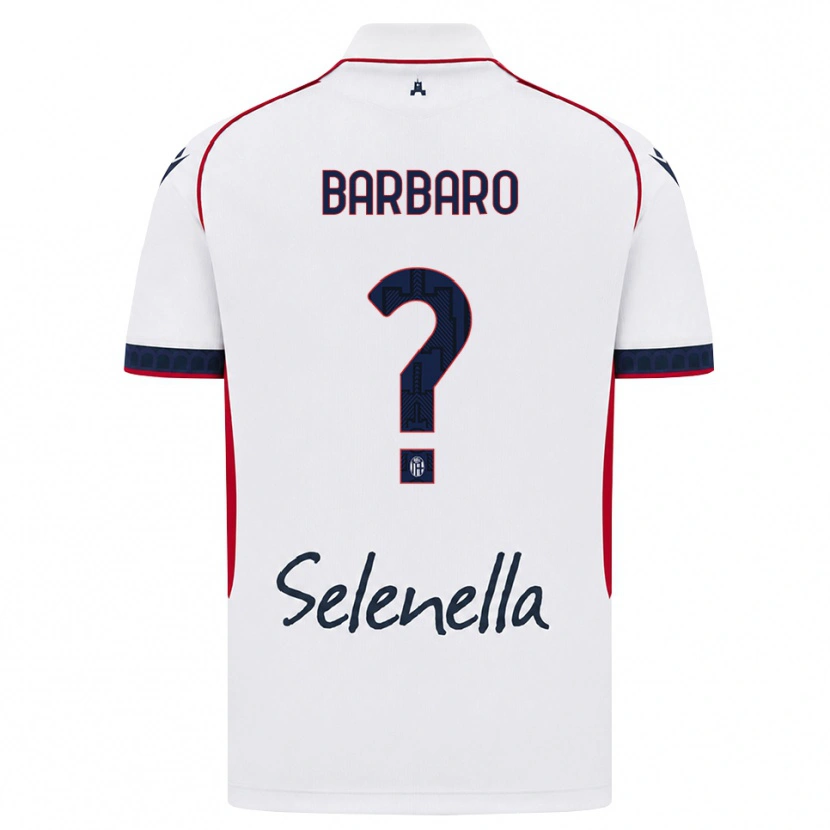 Danxen Bambino Maglia Giacomo Barbaro #0 Bianco Rosso Blu Reale Kit Gara Away 2026/27 Maglietta