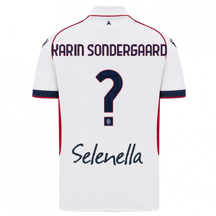 Danxen Bambino Maglia Alice Karin Sondergaard #0 Bianco Rosso Blu Reale Kit Gara Away 2026/27 Maglietta