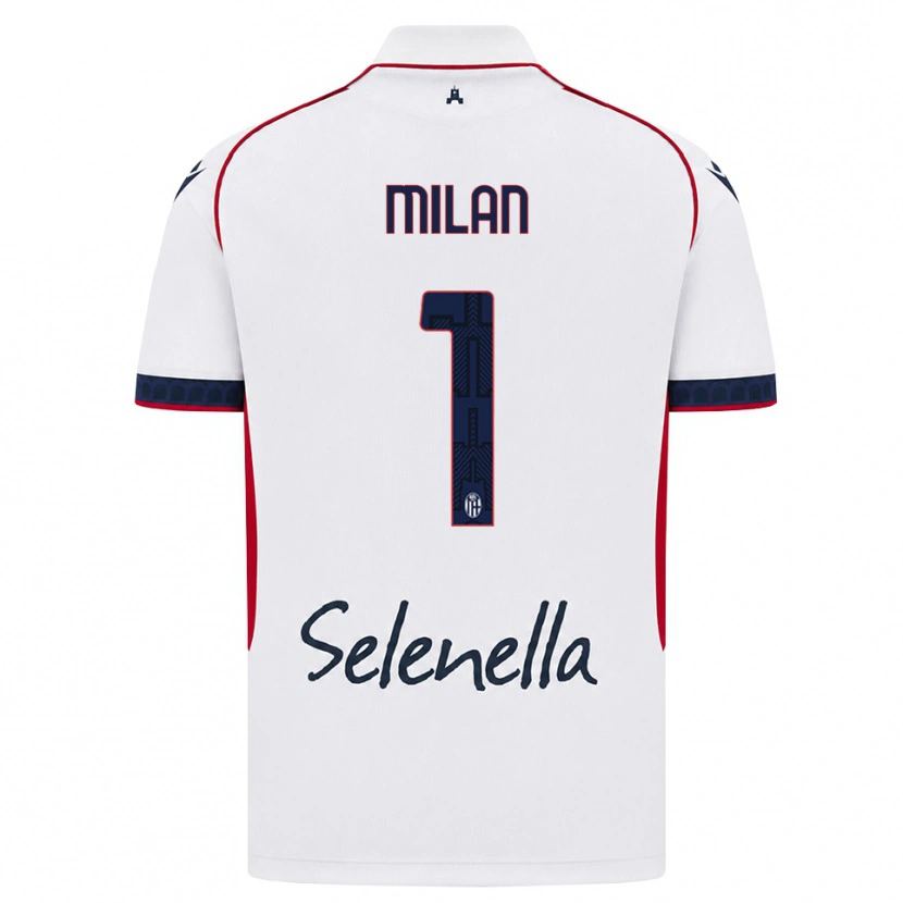 Danxen Bambino Maglia Riccardo Milan #1 Bianco Rosso Blu Reale Kit Gara Away 2026/27 Maglietta