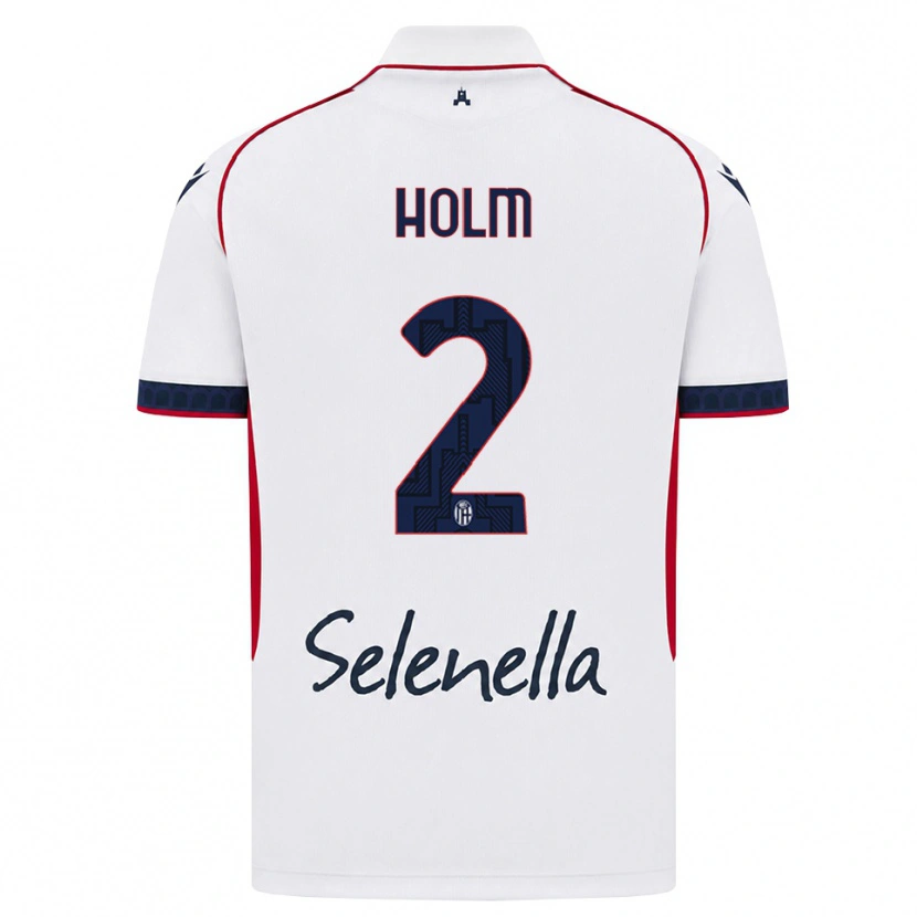Danxen Bambino Maglia Emil Holm #2 Bianco Rosso Blu Reale Kit Gara Away 2026/27 Maglietta