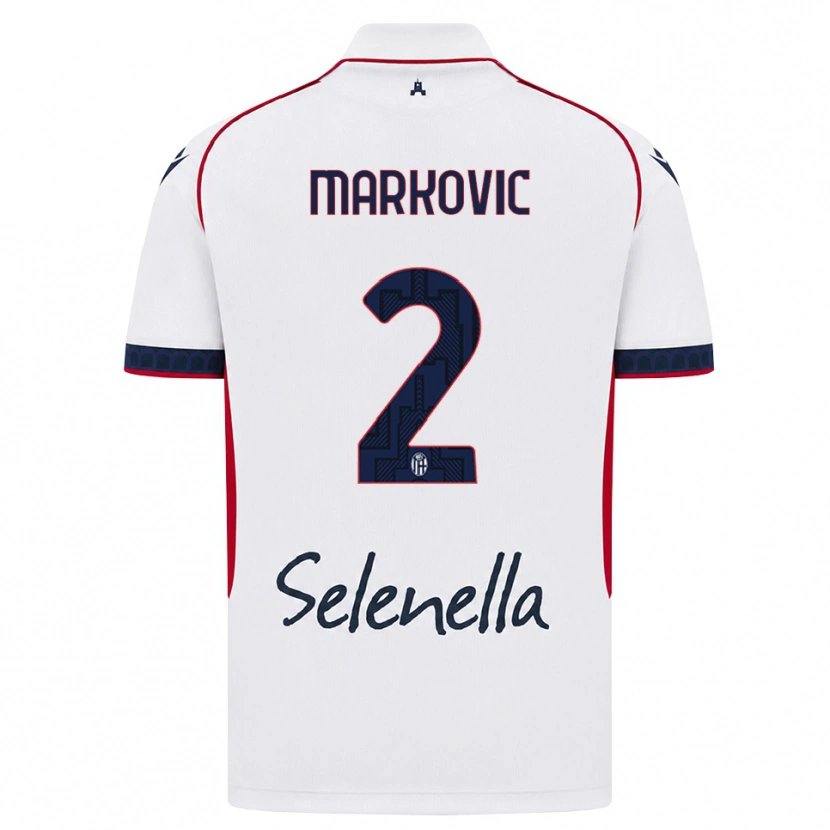 Danxen Bambino Maglia Petar Markovic #2 Bianco Rosso Blu Reale Kit Gara Away 2026/27 Maglietta