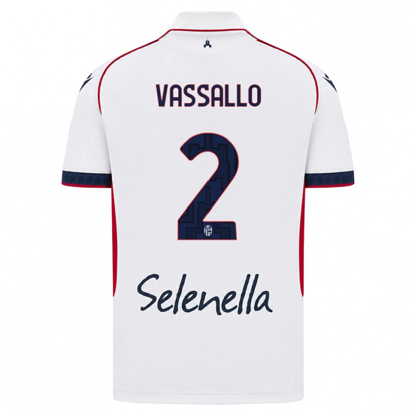 Danxen Bambino Maglia Giacomo Vassallo #2 Bianco Rosso Blu Reale Kit Gara Away 2026/27 Maglietta