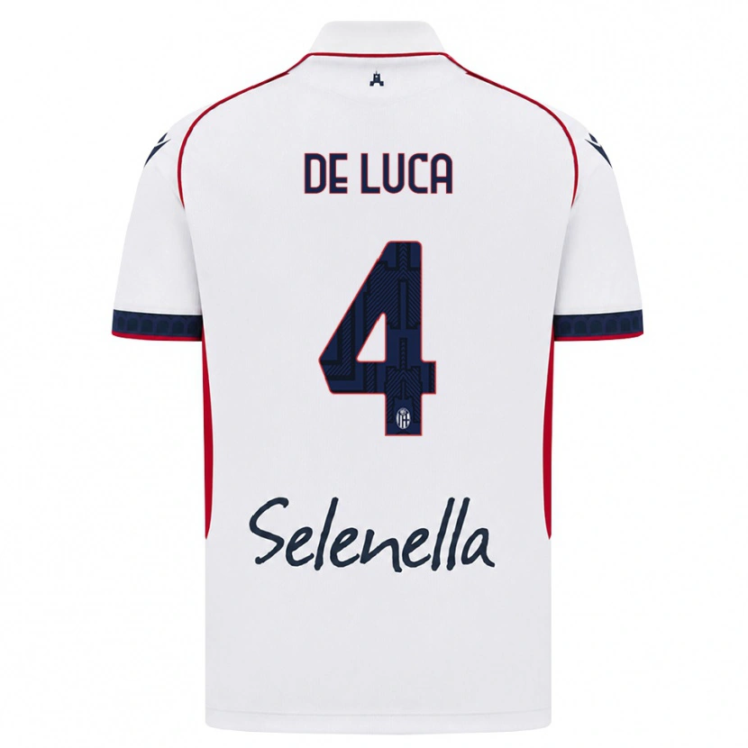 Danxen Bambino Maglia Alessandro De Luca #4 Bianco Rosso Blu Reale Kit Gara Away 2026/27 Maglietta