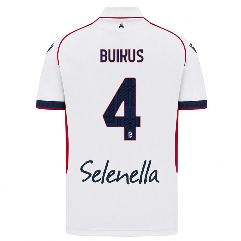 Danxen Bambino Maglia Adomas Buikus #4 Bianco Rosso Blu Reale Kit Gara Away 2026/27 Maglietta