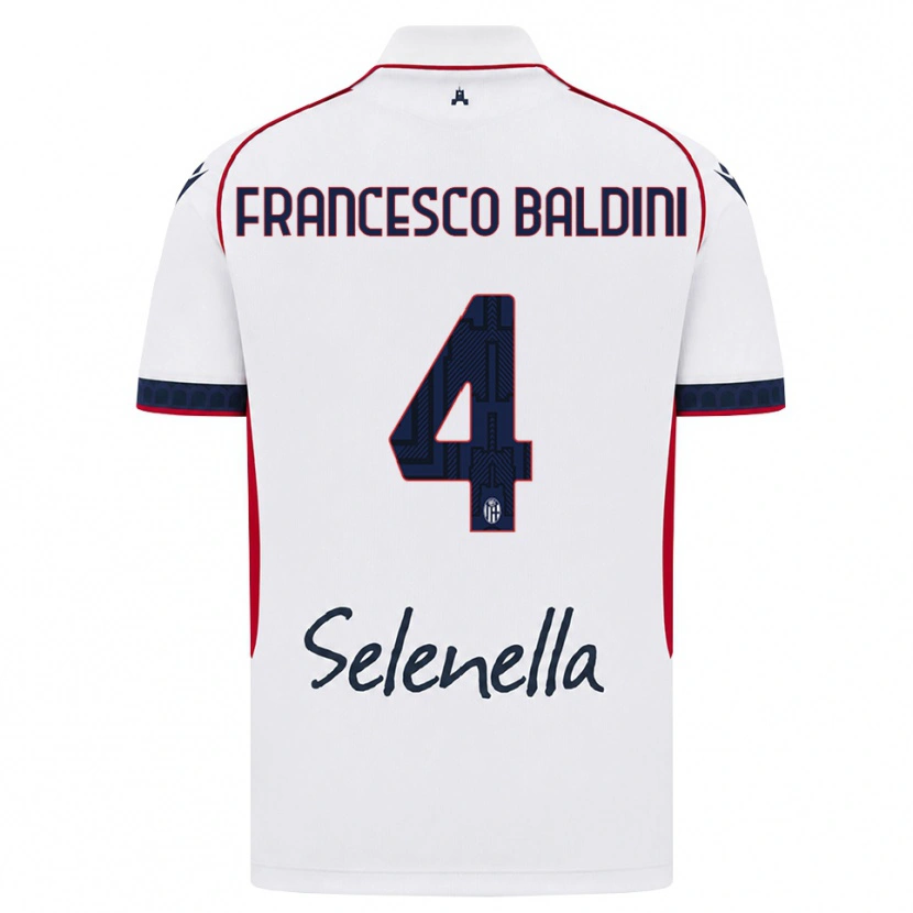 Danxen Bambino Maglia Giovanni Francesco Baldini #4 Bianco Rosso Blu Reale Kit Gara Away 2026/27 Maglietta