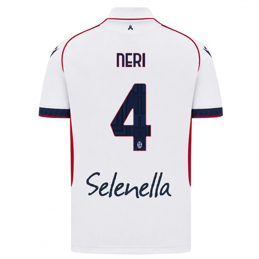 Danxen Bambino Maglia Jacopo Neri #4 Bianco Rosso Blu Reale Kit Gara Away 2026/27 Maglietta