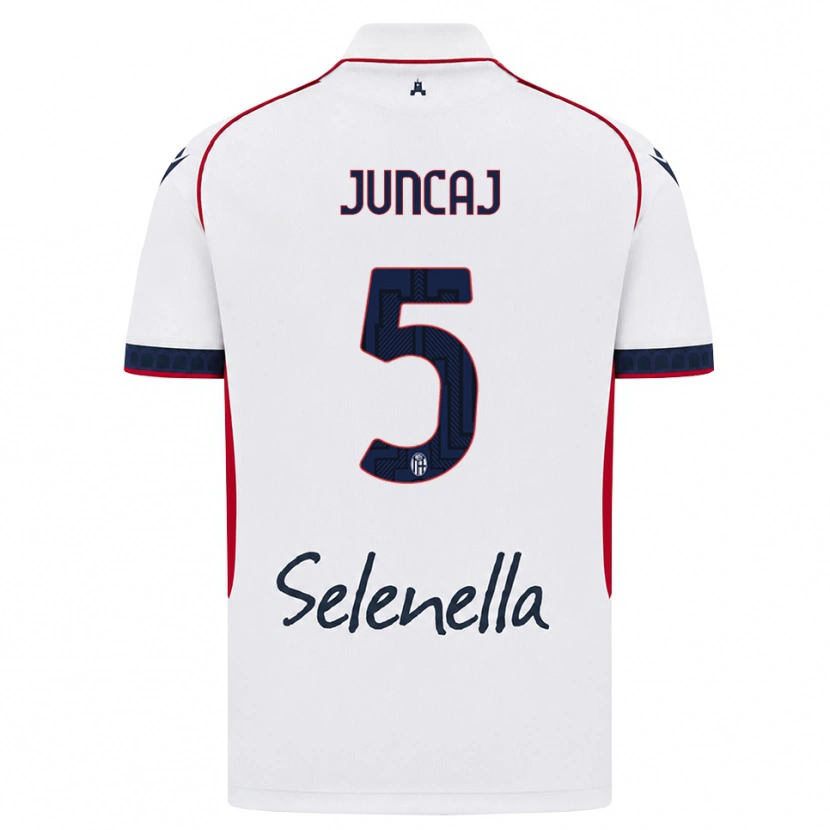 Danxen Bambino Maglia Flavio Juncaj #5 Bianco Rosso Blu Reale Kit Gara Away 2026/27 Maglietta