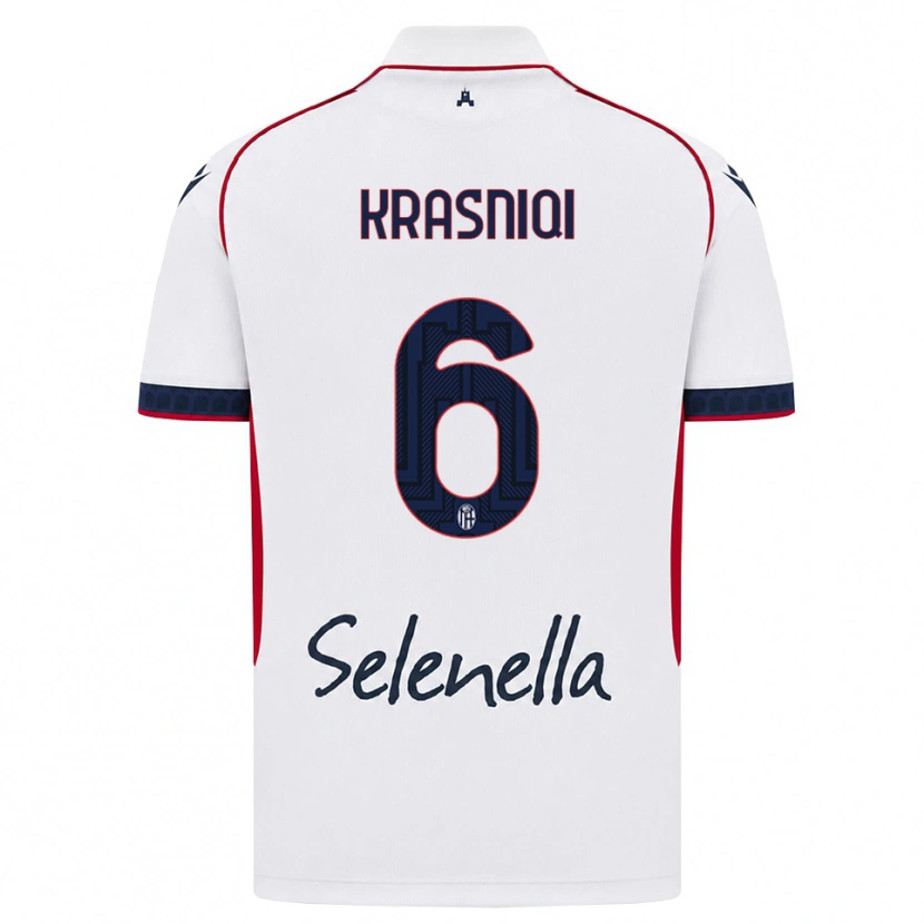 Danxen Bambino Maglia Besalet Krasniqi #6 Bianco Rosso Blu Reale Kit Gara Away 2026/27 Maglietta