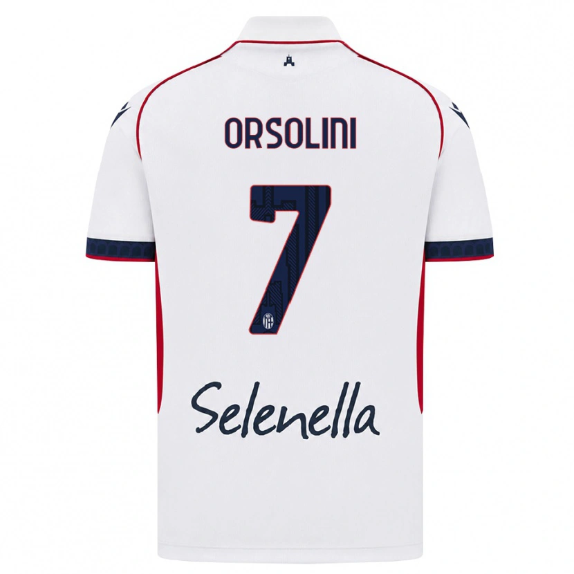 Danxen Bambino Maglia Riccardo Orsolini #7 Bianco Rosso Blu Reale Kit Gara Away 2026/27 Maglietta
