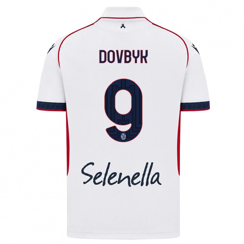 Danxen Bambino Maglia Artem Dovbyk #9 Bianco Rosso Blu Reale Kit Gara Away 2026/27 Maglietta