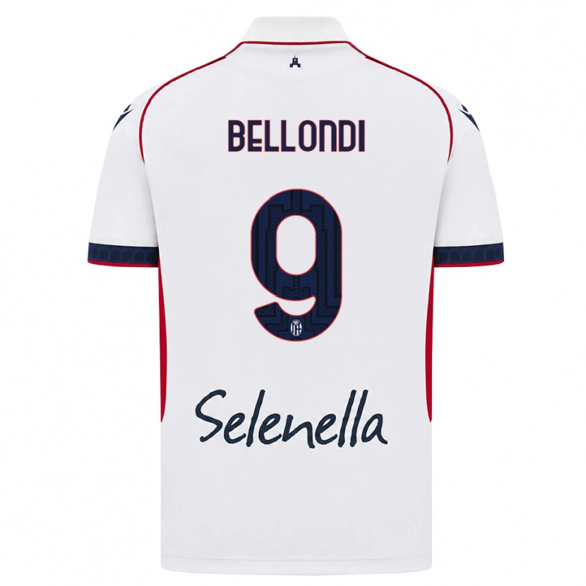 Danxen Bambino Maglia Nicolò Bellondi #9 Bianco Rosso Blu Reale Kit Gara Away 2026/27 Maglietta